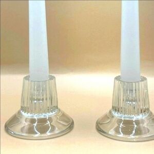 Two Vintage Glass Candle Holders